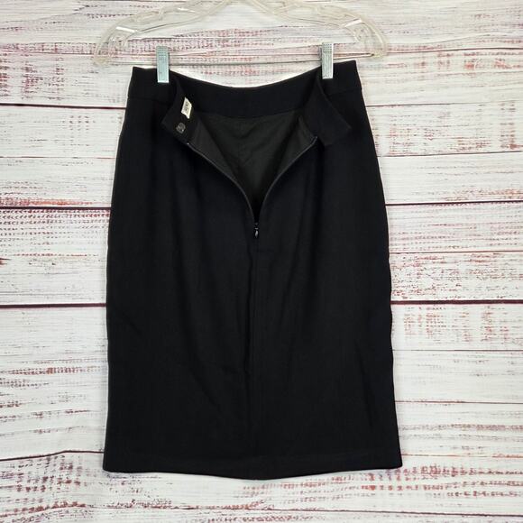 L'Agence Basic Black Pencil Skirt Size 4 Pockets Slit Stretch Classic Career Cor - Picture 4 of 13